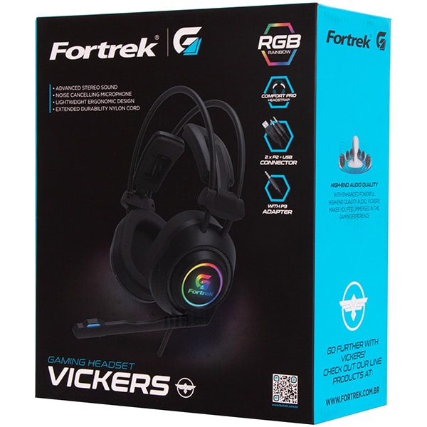 Headset Gamer RGB vickers preto 70556 Fortrek UN 1 UN