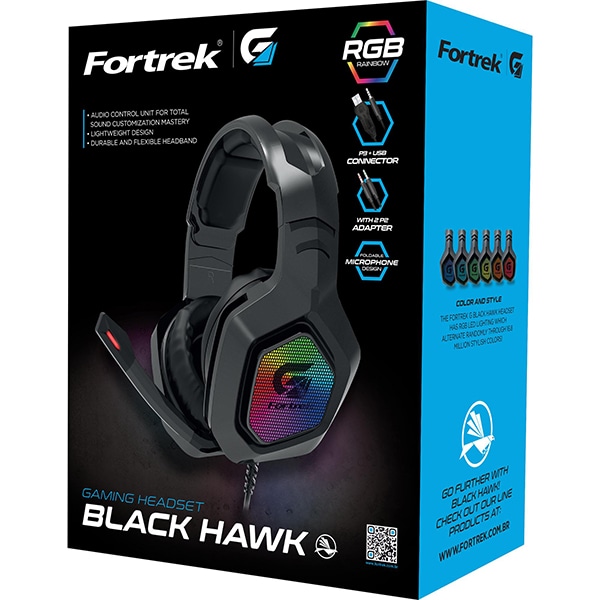 Headset Gamer RGB black hawk preto 70530 Fortrek UN 1 UN