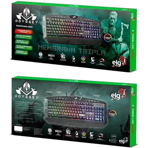 Teclado Gamer Odissey, USB, LED, Preto, TGOD, Elg - CX 1 UN