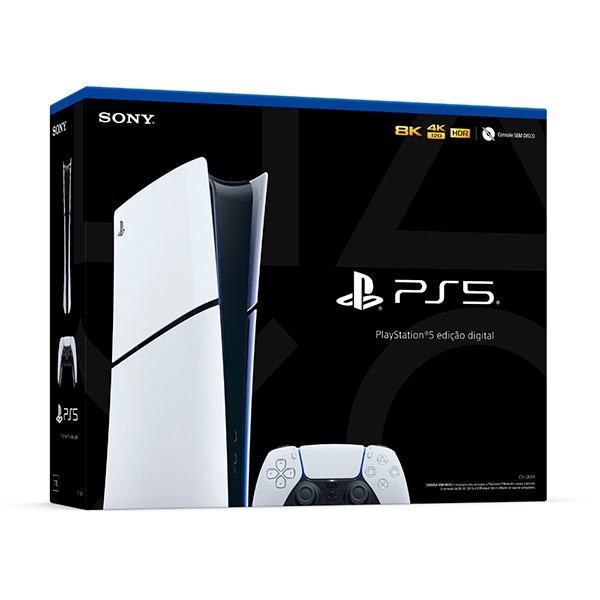 Console Sony Playstation 5 Slim, 1TB + Controle sem fio DualSense, Versão Digital, Branco, 29346, Sony - CX 1 UN