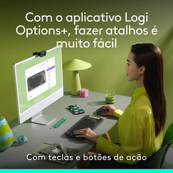 Combo Teclado e Mouse sem fio Logitech POP Icon Grafite, Teclas e Botões Personalizáveis, Clique Silencioso, Easy-Switch para até 3 dispositivos e Conexão Bluetooth - 920-013056 CX 1 UN