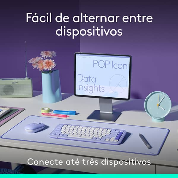 Combo Teclado e Mouse sem fio Logitech POP Icon Grafite, Teclas e Botões Personalizáveis, Clique Silencioso, Easy-Switch para até 3 dispositivos e Conexão Bluetooth - 920-013056 CX 1 UN