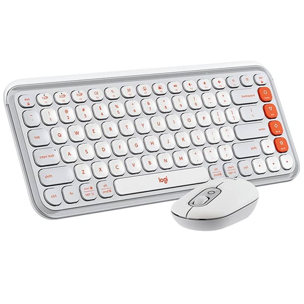 Combo Teclado e Mouse sem fio Logitech POP Icon Branco, Teclas e Botões Personalizáveis, Clique Silencioso, Easy-Switch para até 3 dispositivos e Conexão Bluetooth - 920-013056 CX 1 UN