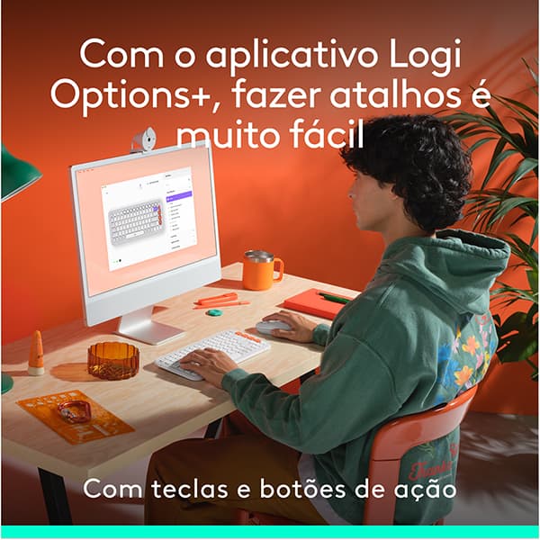 Combo Teclado e Mouse sem fio Logitech POP Icon Branco, Teclas e Botões Personalizáveis, Clique Silencioso, Easy-Switch para até 3 dispositivos e Conexão Bluetooth - 920-013056 CX 1 UN