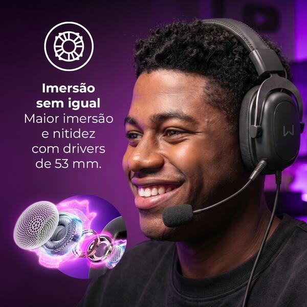 Headset Gamer Hagen 7.0, Microfone Removível, Conexão P3, Preto, PH710, Warrior - CX 1 UN