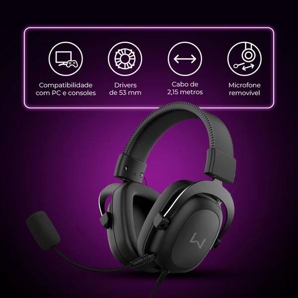 Headset Gamer Hagen 7.1, Microfone Removível, USB 2.0, Preto, PH711, Warrior - CX 1 UN Headset Gamer Hagen 7.1, Microfone Removível, USB 2.0, Preto, PH711, Warrior - CX 1 UN