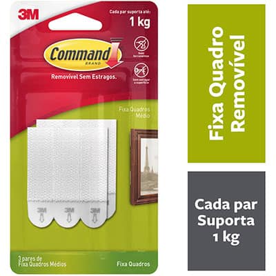 Fixa Quadros Adesivo 3M Command Médio - 3 pares - BT 3 UN