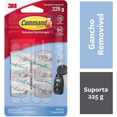 Gancho Adesivo 3M Command Transparente Mini - 6 unidades - BT 6 UN