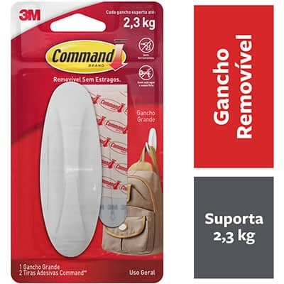 Gancho Adesivo Design 3M Command Branco Grande - 1 unidade - BT 1 UN