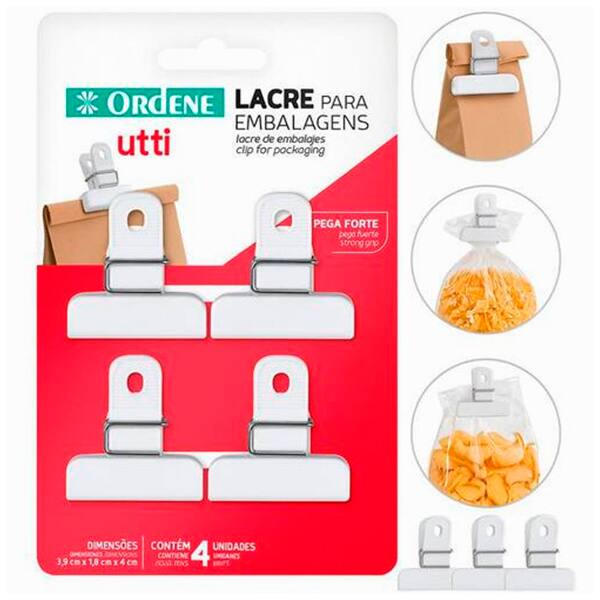 Lacre para Embalagens Plástico, 3,9 x 1,8cm, OR12282, Ordene - BT 4 UN