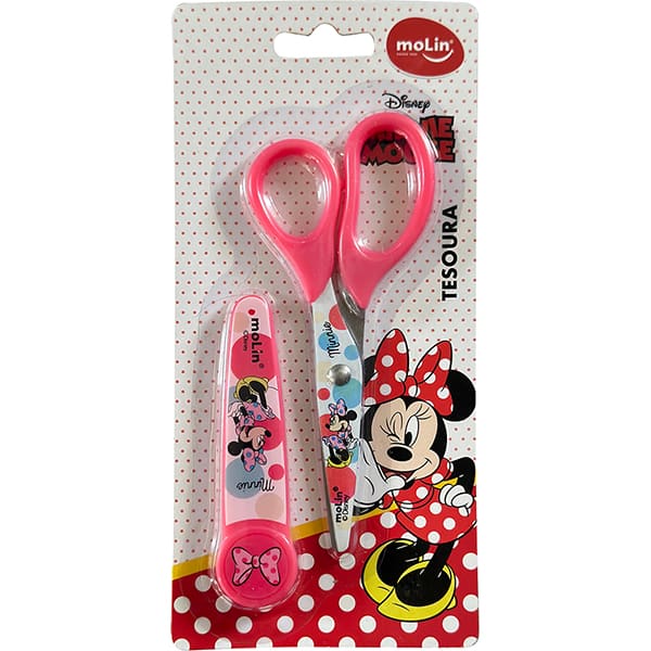 Tesoura Escolar com Protetor Minnie Disney Molin - BT 1 UN