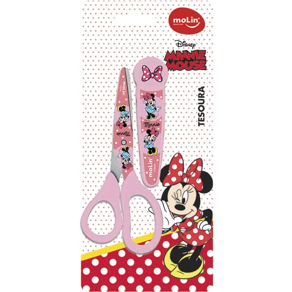 Tesoura Escolar com Protetor Minnie Disney Molin - BT 1 UN