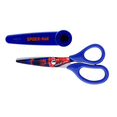 Tesoura Escolar com Protetor Homem Aranha Spiderman Marvel Molin - BT 1 UN