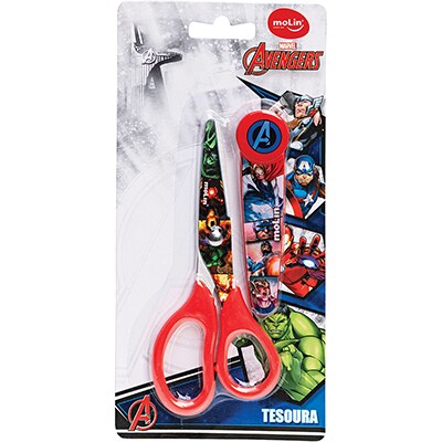 Tesoura Escolar com Protetor Vingadores Avengers Marvel, Sortido - Avengers Molin - BT 1 UN