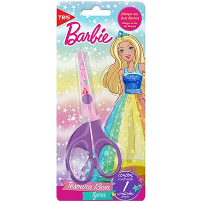 Tesoura escolar 13cm Barbie 683812 Tris BT 1 UN