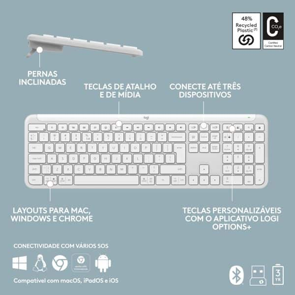 Teclado sem fio K950, Branco, 920-012601, Logitech - CX 1 UN