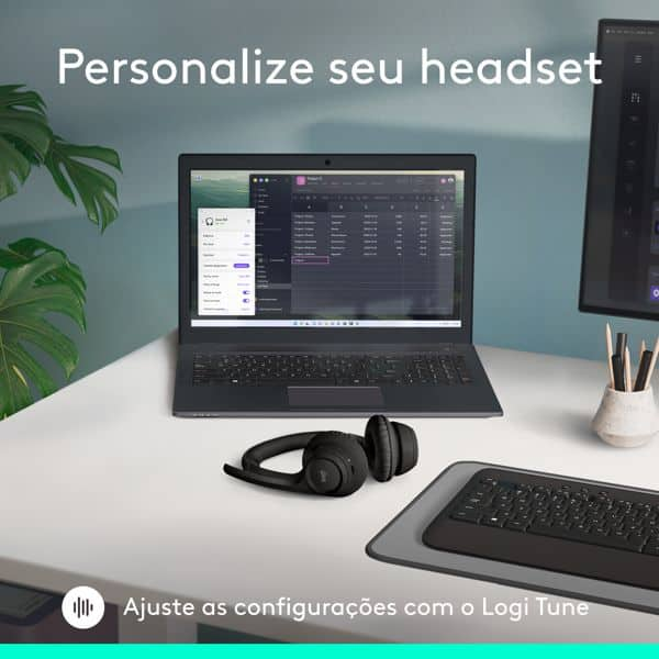 Headset Sem Fio Logitech Zone 300 Com Microfone com Cancelamento de Ruído, Conexão Bluetooth, Bateria Recarregável via USB-C - Grafite CX 1 UN