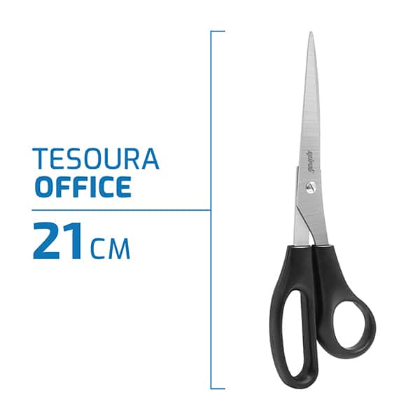 Tesoura Office, 21cm, Preto, Spiral - BT 1 UN