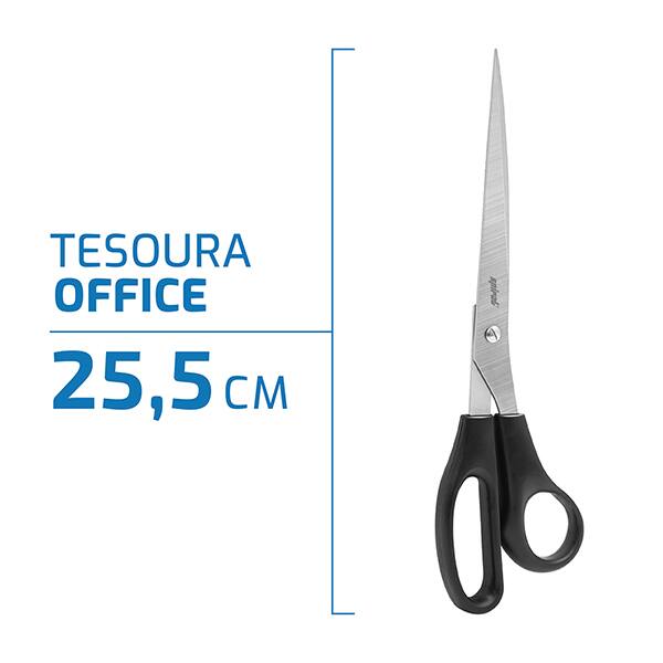 Tesoura Office, 25,5cm, Preto, Spiral - BT 1 UN