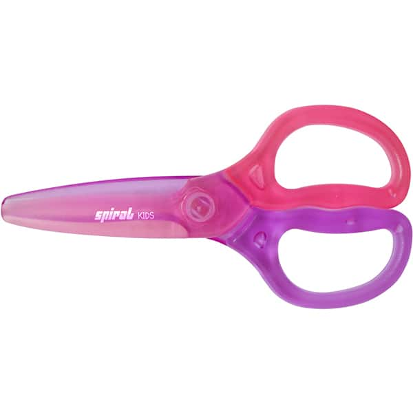 Tesoura escolar corpo plástico, 12cm, Rosa e Roxo, Spiral Kids - BT 1 UN