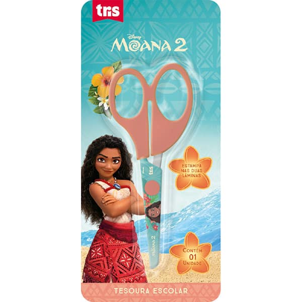 Tesoura escolar Moana, 13cm, 908469, Tris - BT 1 UN