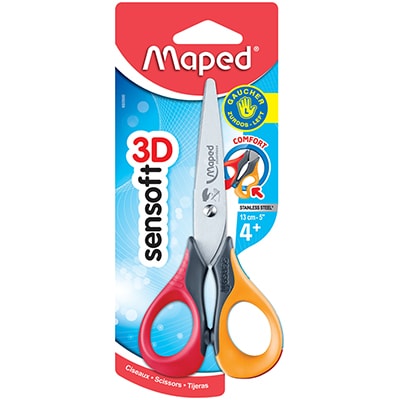 Tesoura escolar sem ponta 13cm Sensoft 3D para canhoto (Cores Sortidas) 693500 Maped - BT 1 UN