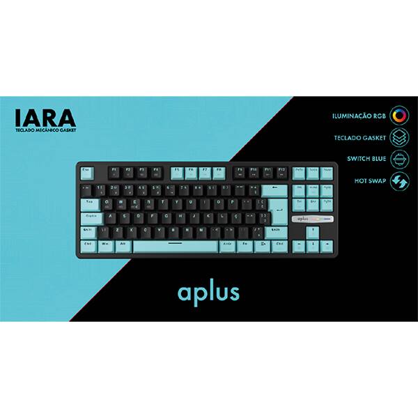 Teclado Gamer mecânico Iara, Switch Blue,USB, Preto, AK400, Aplus - CX 1 UN