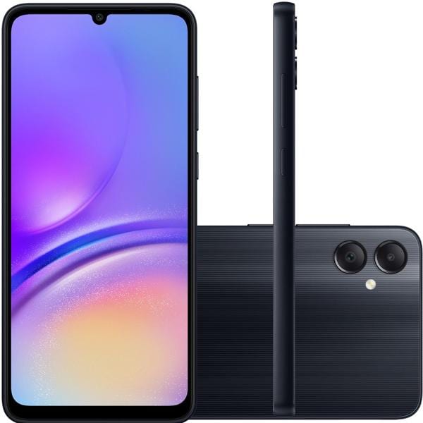 Smartphone Galaxy A05, Android 14, 128GB de Armazenamento, Câmera Selfie de 8MP, Câmera Dupla Traseira 50MP + 2MP, Tela Infinita de 6.7", Dual Chip, Preto, Samsung - CX 1 UN