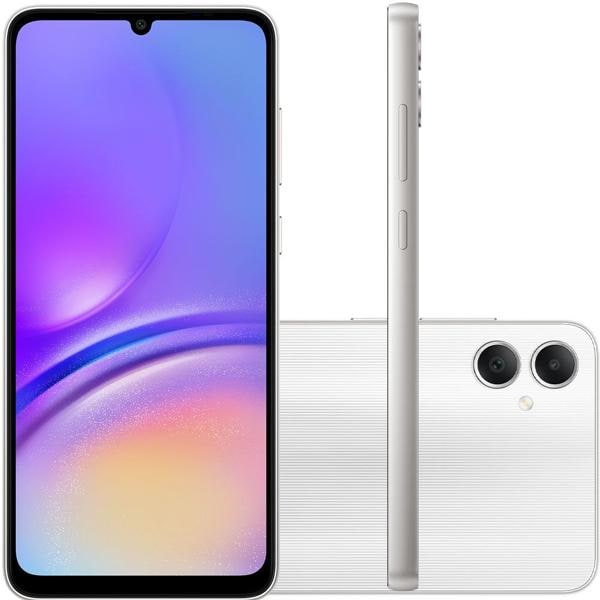 Smartphone Galaxy A05, Android 14, 128GB de Armazenamento, Câmera Selfie de 8MP, Câmera Dupla Traseira 50MP + 2MP, Tela Infinita de 6.7", Dual Chip, Prata, Samsung - CX 1 UN