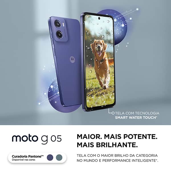 Smartphone Moto G05, Android 15, 128GB de Armazenamento, Câmera Frontal de 8MP, Câmera Traseira 50MP, Tela 6.7", Cinza, Motorola - CX 1 UN