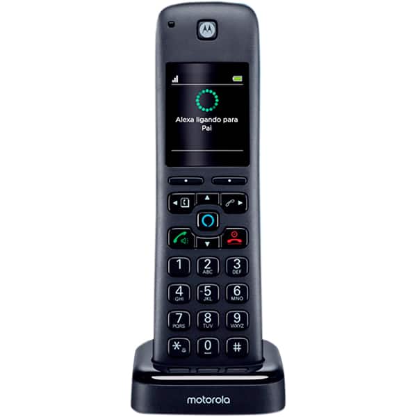 Telefone sem fio Dect 6.0 com Identificador de Chamadas e Alexa integrada, AXH01, Preto, Motorola - CX 1 UN Telefone sem fio Dect 6.0 com Identificador de Chamadas e Alexa integrada, AXH01, Preto, Motorola - CX 1 UN