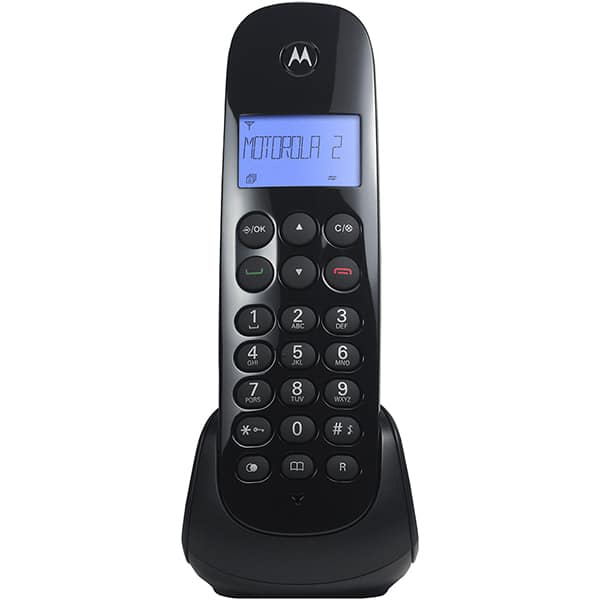 Telefone sem fio Dect 6.0 com Identificador de Chamadas e Viva Voz, MT150-2, Preto, Motorola - CX 1 UN Telefone sem fio Dect 6.0 com Identificador de Chamadas e Viva Voz, MT150-2, Preto, Motorola - CX 1 UN