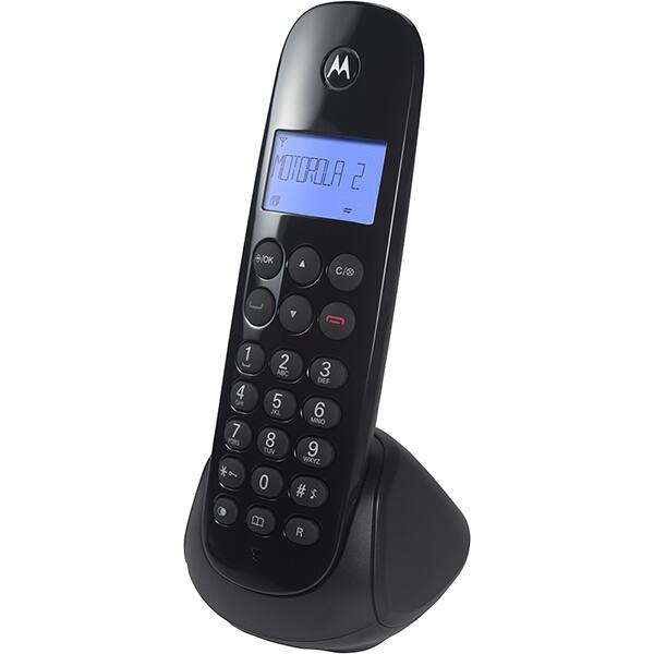 Telefone sem fio Dect 6.0 com Identificador de Chamadas e Viva Voz, MT150-2, Preto, Motorola - CX 1 UN Telefone sem fio Dect 6.0 com Identificador de Chamadas e Viva Voz, MT150-2, Preto, Motorola - CX 1 UN