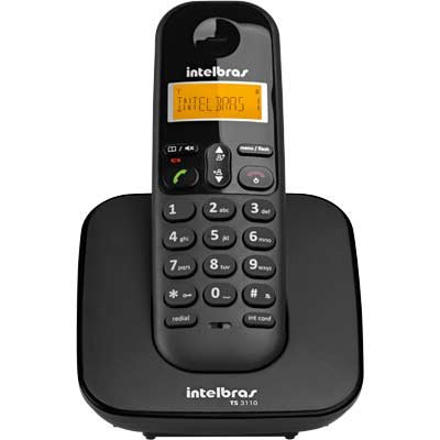 Telefone s/ fio Dect 6.0  c/ identificador de chamadas preto TS3110 Intelbras CX 1 UN