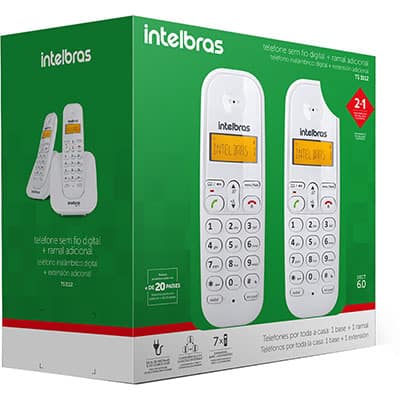 Telefone s/ fio Dect 6.0 c/ identificador de chamadas + ramal branco TS3112 Intelbras CX 1 UN