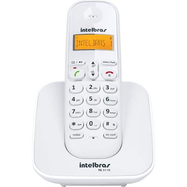 Telefone s/ fio Dect 6.0 c/ identificador de chamadas branco TS3110 Intelbras CX 1 UN