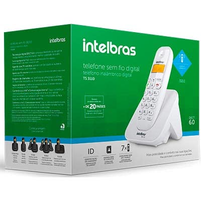 Telefone s/ fio Dect 6.0 c/ identificador de chamadas branco TS3110 Intelbras CX 1 UN