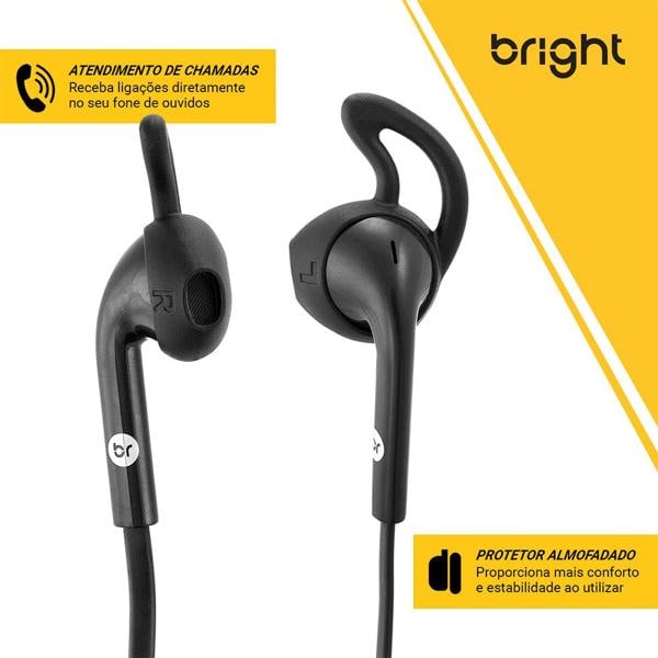 Fone de ouvido Bluetooth c/ microfone intra preto 0481 Bright CX 1 UN