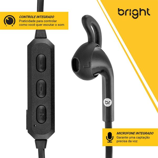 Fone de ouvido Bluetooth c/ microfone intra preto 0481 Bright CX 1 UN