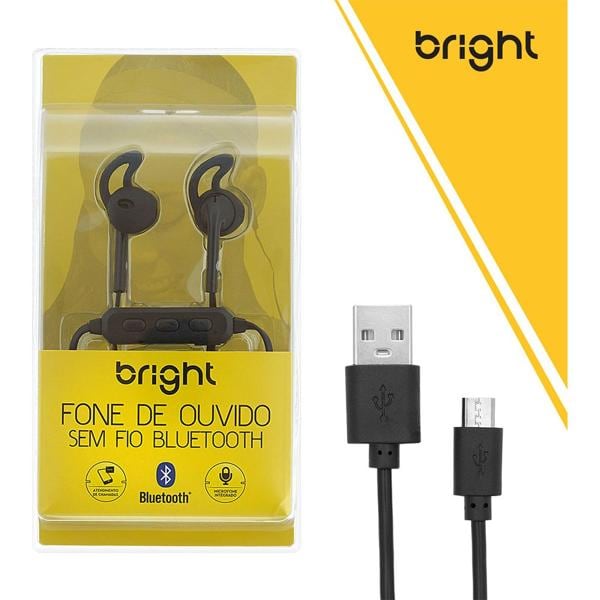 Fone de ouvido Bluetooth c/ microfone intra preto 0481 Bright CX 1 UN