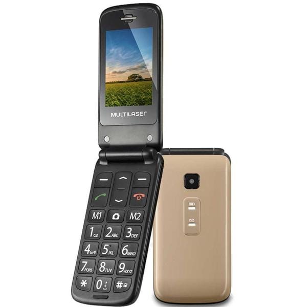 Telefone celular Flip Vita Dual Chip VGA 2.4" Dourado P9043 Multi CX 1 UN