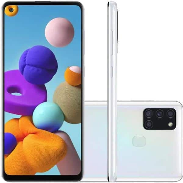 Smartphone Galaxy A21s A217M, Android 10, 64GB de Armazenamento, Câmera Frontal de 13MP, Câmera Traseira Quádrupla de 48MP + 8MP + 2MP + 2MP, Tela de 6.5", Branco - Samsung CX 1 UN