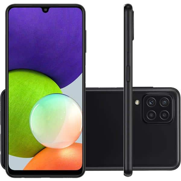 Smartphone Galaxy A22, Android 11, 128GB de Armazenamento, Câmera Frontal de 13MP, Câmera Traseira Quádrupla de 48.0 MP + 8.0 MP + 2.0 MP + 2.0 MP, Tela 6.4, Preto, A225M - Samsung CX 1 UN