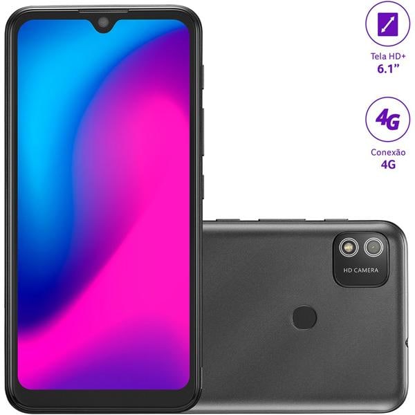 Smartphone Multi G2, Android 11, 32GB de Armazenamento, Câmera Frontal de 5MP, Câmera Traseira de 8MP, Tela de 6.1", Preto, P9154, Multi - CX 1 UN