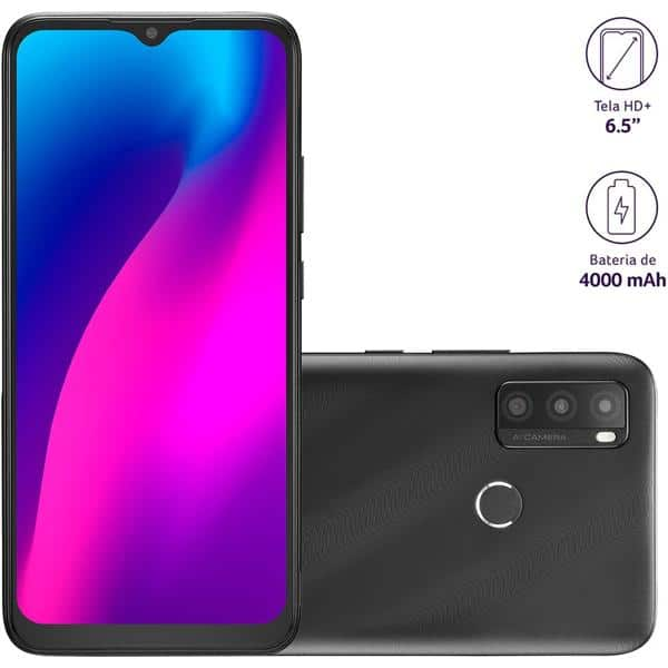 Smartphone Multi G Max 2, 64GB de Armazenamento, Câmera Frontal de 5MP, Câmera Traseira de 8MP, Tela de 6.5", Preto, P9156 - CX 1 UN