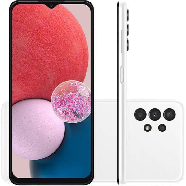 Smartphone Galaxy A13, Android 12, 128GB, Tela 6.6", Câmera frontal de 8MP, Câmera traseira Quádrupla de 50MP + 5MP + 2MP + 2MP, Branco, A135A13, Samsung - CX 1 UN