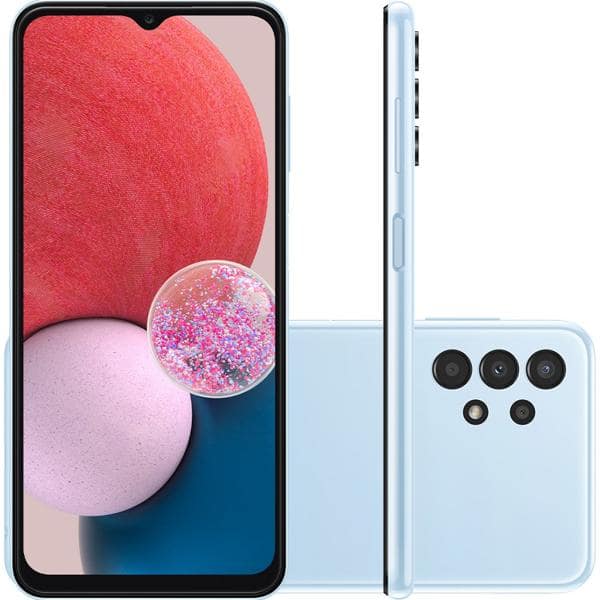 Smartphone Galaxy A13, Android 12, 128GB, Tela 6.6", Câmera frontal de 8MP, Câmera traseira quádrupla de 50MP + 5MP + 2MP + 2MP, Azul, A135A13, Samsung - CX 1 UN