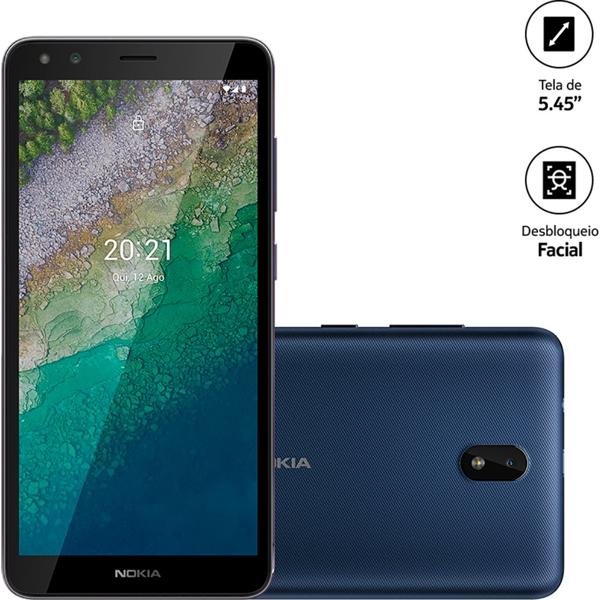 Smartphone Nokia C01 Plus Android 11, 4G, 32 GB de Armazenamento, Câmera Frontal de 5MP, Câmera Traseira 5MP, Tela de  5.45", Azul, NK040, Nokia - CX 1 UN