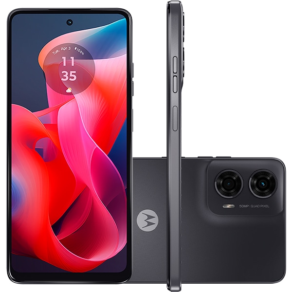 Smartphone Moto G24, XT2423, Android 14, 128GB de Armazenamento, Câmera Frontal de 8MP, Câmera Traseira 50MP + 2MP, Tela 6.6", Grafite, Motorola - CX 1 UN