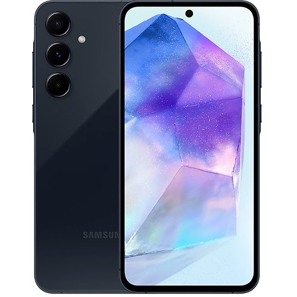 Smartphone Galaxy A55 Android 14, 128GB de Armazenamento, Câmera Selfie de 32MP, Câmera Tripla Traseira 50MP + 12MP + 5MP, Tela Infinita de 6.6", Dual Chip, Azul escuro, Samsung - CX 1 UN